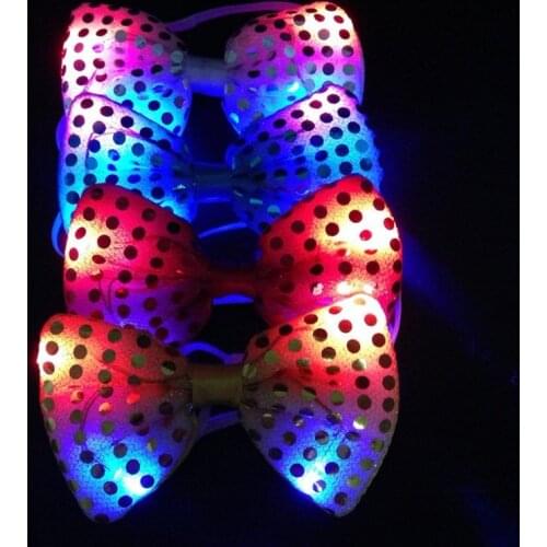 5pcs/lot Led Luminous Neck Tie Mixcolor Flashing Male Female Fashion Bow Tie Party wedding Dancing Stage Glowing Tie