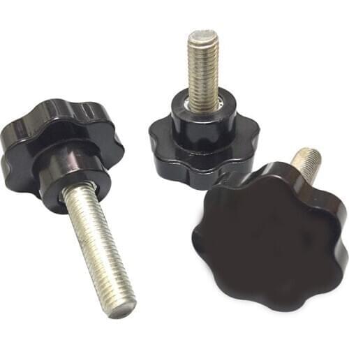 5Pcs M6 M8 M10 Black Bakelite hand Screw Star Round Fillister Head Plastic Handle Knob Bolt 10-50mm Length