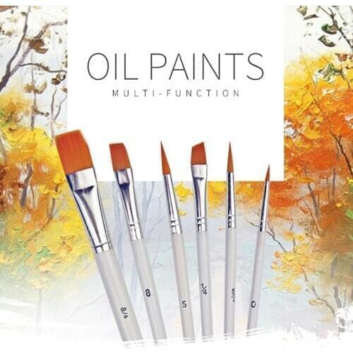 6pcs /set Painting Brush Oil Paint Nylon Hair Water Color Painting Brush Acrylics Brush Art Set Oil Painting Brushes