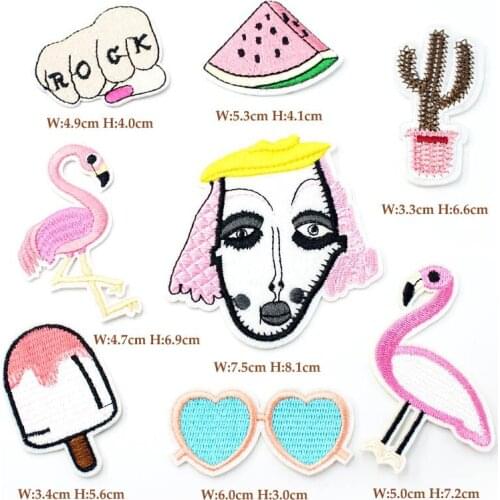8pcs/lot ROCK BIRD Cloth Badges Patch Clothes Apparel Sewing Decoration Applique Bagde Patches Accessories watermelon glasses