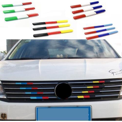 9pcs 3D Car Front Grille Trim Strips Cover For Volkswagen VW Polo Passat B5 B6 CC Golf 4 5 6 7 Touran T5 Tiguan Bora Scirocco
