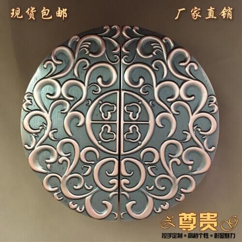 Frameless glass door handle door handle door handle Chinese antique bronze door half hand