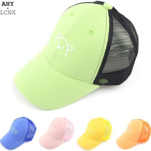 Spring Summer Baby Baseball Cap Cartoon Bear Cotton Toddler Mesh Sun Hat Adjustable Infant Kids Caps Baby Accessories 3-8Y