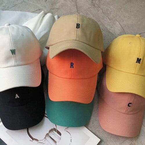 Women Men Couple Summer Cotton Baseball Cap Alphabet Letter Embroidery Solid Color Harajuku Hip Hop Street Snapback Hat