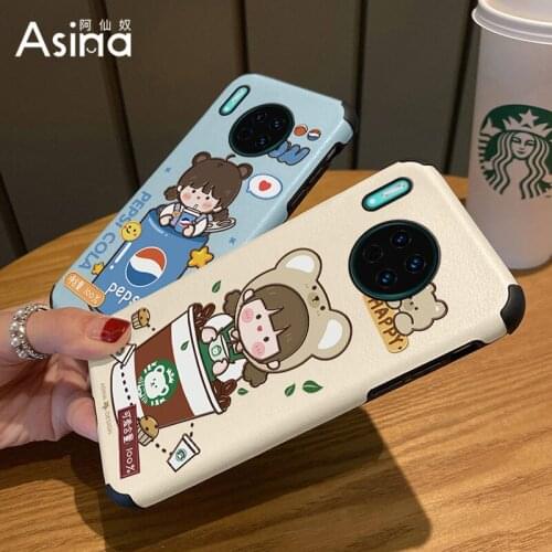 ASINA Imitation Lambskin Case For Huawei Mate 40 30 20 Pro Silicone Edge Cute Cover Capa For Huawei Honor 20 30 8x 9x 9a Girl