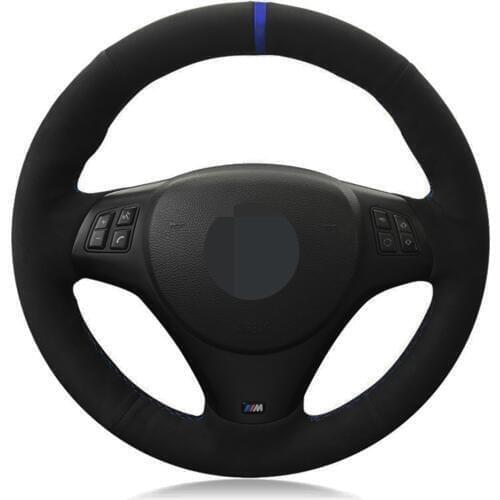 Car Steering Wheel Cover Hand-stitched Black Soft Suede For BMW M Sport M3 E90 E91 E92 E93 E87 E81 E82 E88 X1 E84 Parts
