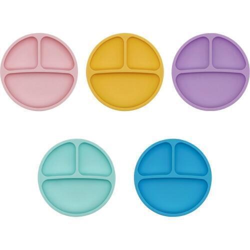 Baby Silicone Plate Dinner Dishes Food Grade Silicone Kids Feeding Tableware Soft Silicone BPA Free Smile Face