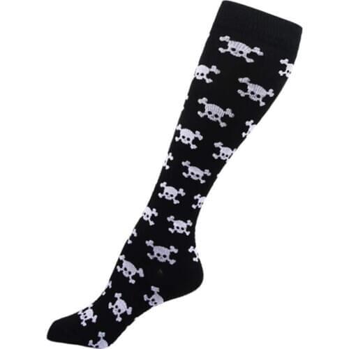 Women Men Over Knee Long Halloween Skeleton Printed Thigh High Cotton Socks Sweet Cute Plus Size Overknee Socks
