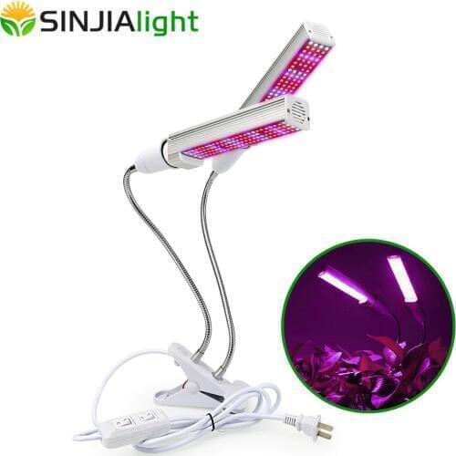 Dual Head Plant Phytolamp 40W Full Spectrum LED Grow Light Clip Switch Growing Lamp for Indoor Flowers Seeds Grow Box E27