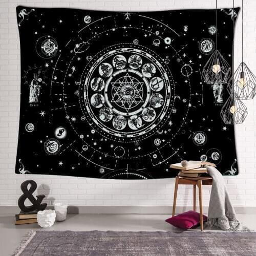 Vintage European Magic Array Tapestry Mandala Medieval Tarot Moon Astrology Divination Hippie Tapestries Wall Hanging Dorm Decor
