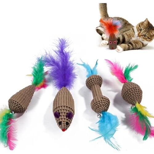 1PCS Cat Toy Corrugated Paper Toy Mouse Cat Feather Toy Cat Teaser Cat Funny Interactive Toy Training Toys Cat Small Toy