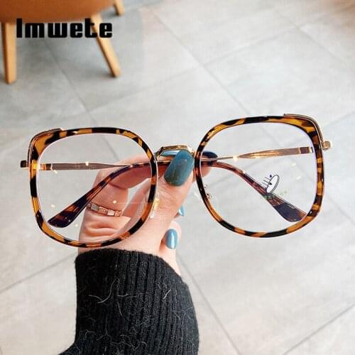 Imwete Vintage Cat Eye Glasses Frame for Women Anti Blue Light Computer Men Spectacle Metal Transparent Optical Eyewear