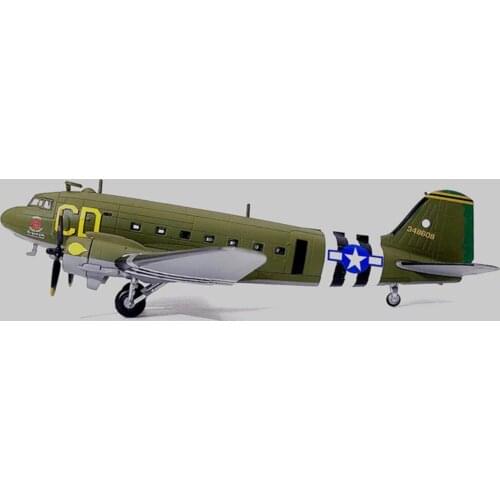 1/100 WWII U.S. C47 Transport Model Airplane Kit D Day 75th Diecast Gift