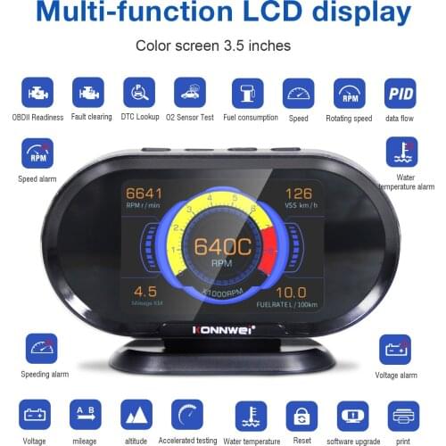 KONNWEI KW206 OBD2 On-Board Computer Car Digital Computer Display OBD 2 Scanner Fuel Consumption Water Temperature Gauge