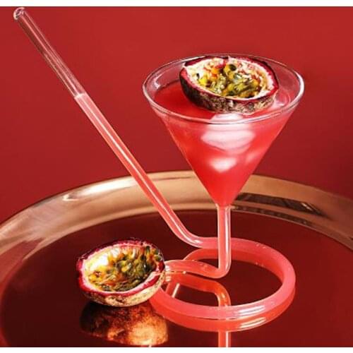 Creative Screw Spiral Straw Molecule Cocktail Glass Bar Party Goblet Martini Champagne Coupes Vaso Wine Glasses Charms