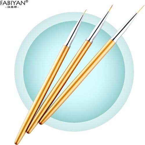 7/9/11mm Nail Art Metal Gold Lines Painting Pen Brush Gel UV Polish Tips Manicure Pedicure Drawing DIY Tool Kit 3Pcs/Set Flower