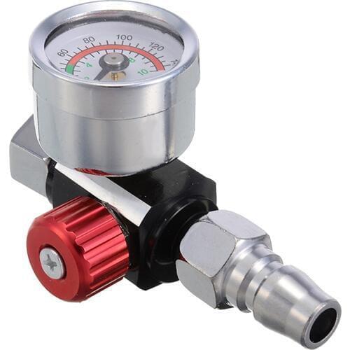 Mini Air Regulator Valve Tool 1/4" BSP Threads Mayitr Durable Tail Pressure Gauge Regulator with Nozzle For Spray Tool