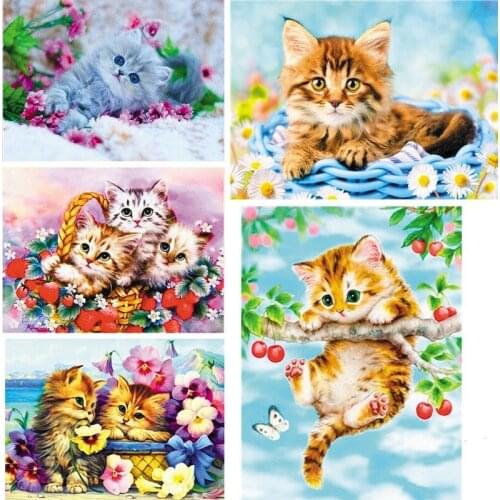 Diamond Painting Kits Cute Cat Full Round With AB Drill Handmade DIY Diamond Art Family Bedroom Living Room Wall Decoration Gift