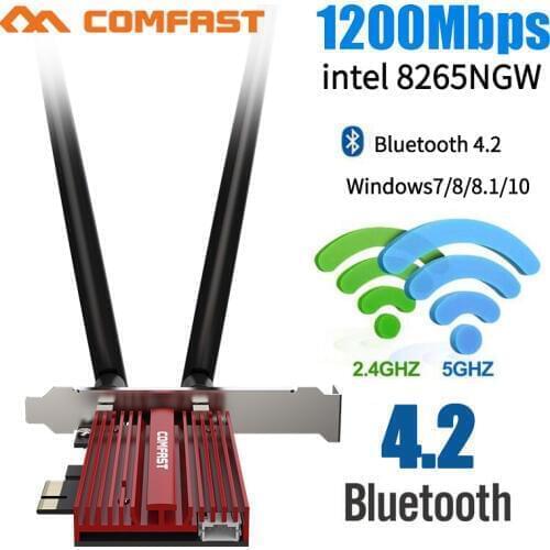 Desktop Dual Band 2.4G/5Ghz Wifi Bluetooth Wlan For Intel 8265NGW Wireless-AC 8265 PCI-E 802.11ac 867Mbps MU-MIMO WIFI BT 4.2