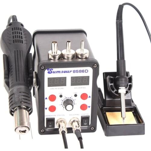 ESD Soldering Station 8586D Double Digital Display Electric Solder Iron Hot Air Het Gun SMD BGA Rework Welder Desoldering Repair