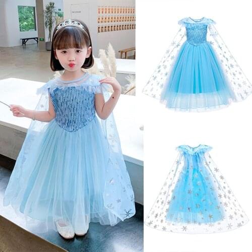 Elsa Anna Dress for Girls Snow Queen Dress Princess Costume Halloween Christmas New Year Cosplay Clothing 3-10T Kids Girls Dress
