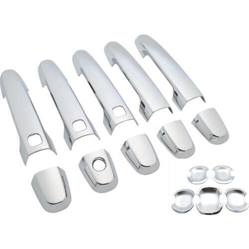 Fit For Toyota RAV4 2006 2007 2008 2009 2010 2011 2012 Smart Key Chrome Door Bowl Cover + Door Handle Cover Molding Bezel 15PCS