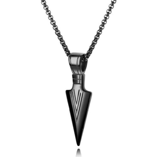 Stainless Steel Gold Black Spearhead Tribe Pendant Necklace Punk Rock Spear Necklaces Jewelry with Chain
