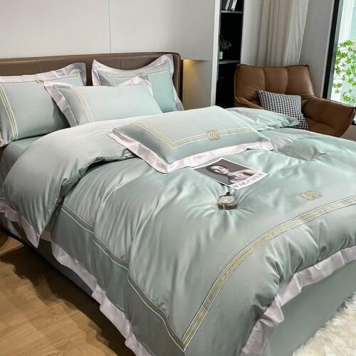 Egyptian cotton Bedding Set Solid color Embroidery Duvet Cover long-staple cotton 60S Bed Sheet Fitted sheet bed sets beds