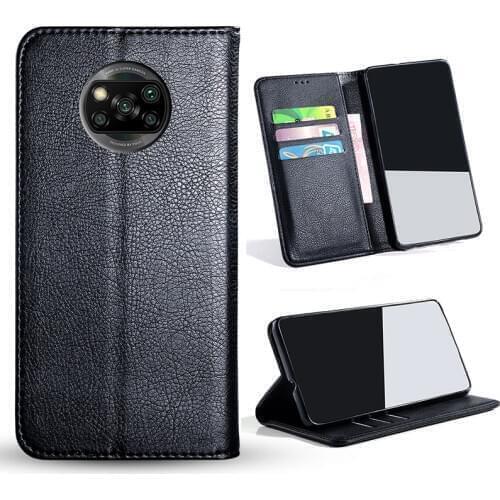 Luxury Case For Xiaomi Poco X3 NFC case Phone Leather No Magnetic Cover With Card Holder Book