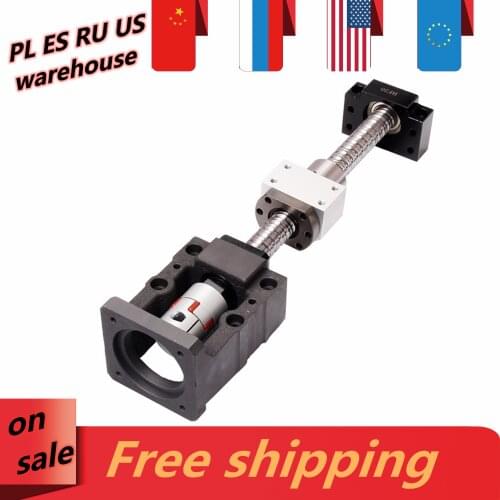 EU warehouse free shipping 1 set 16mm ball screw SFU1605 with 5mm pitch single ball nut +BF12 bearings +motor mount for CNC