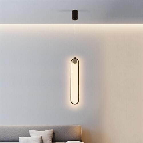 Nordic Minimalism Hanging Lights Bedroom Modern Bedside Lamp Iron Art Line Hanglamp Living Room Background Wall Pendant Lights