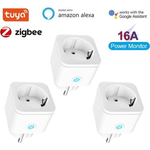 ZigBee Tuya Smart WiFi Plug Adaptor 16A Remote Voice Control Power Monitor Socket Outlet Timing Function Work With Alexa Home