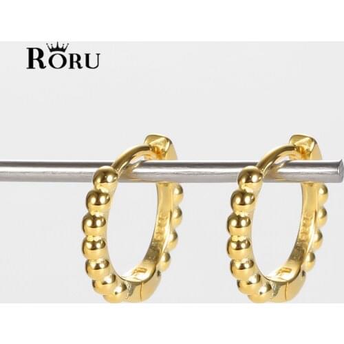 Women Small Hoop Earrings Silver 925 Circle Beaded Ear Earrings Jewelry for Women Girl Engagement Christmas Partly Jewelry Trend