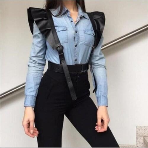 Sexy Women Leather Belt Female Slim Body Bondage Cage Punk Harness Waist Straps Suspenders Fashion Belt Accessories