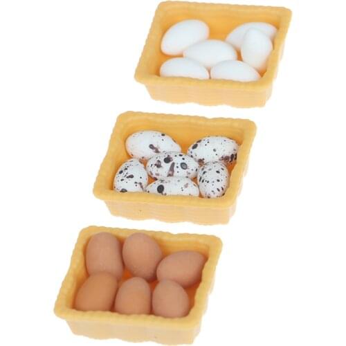 1:12 Dollhouse Miniature Mini Egg with Tray Kitchen Accessories Model Toys 1Set (6*egg with Tray)
