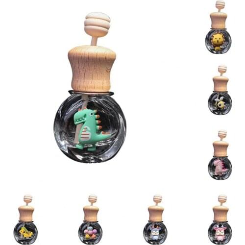 1 Set Bottle Shape Glass Air Vent Clip with Wood Lid Easy to Install Car Perfume Clip Interior Accessories Auto Fastener