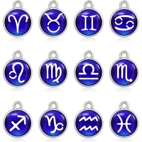 10pcs/lot 13*16mm Constellations Rhinestone Dangle Handmade Charms Pendant DIY for Bracelet Necklace Bag