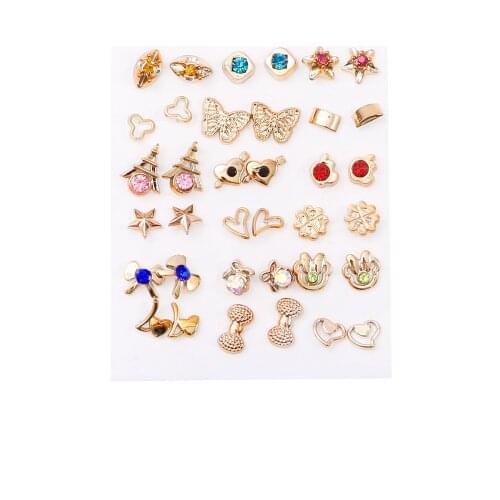 18Pairs Earrings Geometric Butterfly Animal Crystal Rhinestone Stud Earrings Set Gold Silver For Women Girls Earrings Jewelry