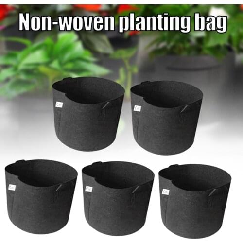5-Pack Heavy Duty Thickened Nonwoven Fabric Pots Grow Bags with Handles Gardening Tool