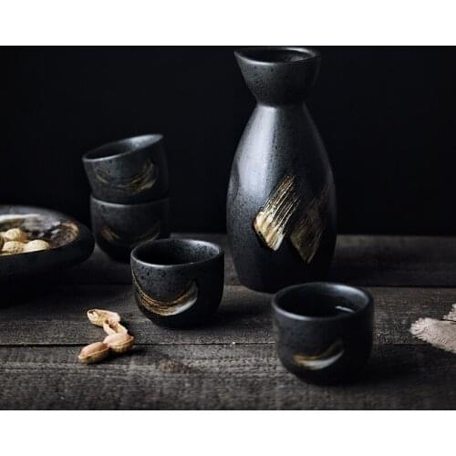 Japanese Style Sake Cup Pot Ceramic Sake Set Hand Painted Flagon Sake Wine Set Ceramics 1 Flagon 4 Cups Jug Spirits Liquor Gift