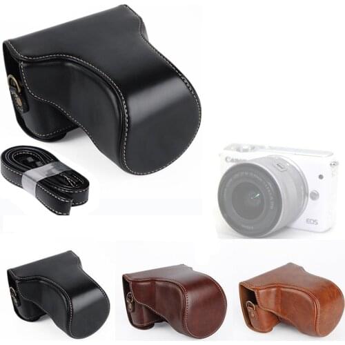 PU Leather Camera Case Cover For Canon EOS M10 18-55mm 15-45mm Protective Skin Shoulder Bags with Strap