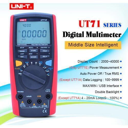 Digital Multimeter UNI-T UT71 A UT71B UT71C UT71E Ture Rms Multimeter Auto range 39999 AC/DC voltage with LCD backlight display