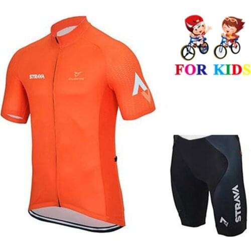 STRAVA 2021 Kids Summer Cycling Jersey Set Bike Short Sleeve Child Road Mountain MTB Boys Bicycle Clothes Maillot Ropa Ciclismo