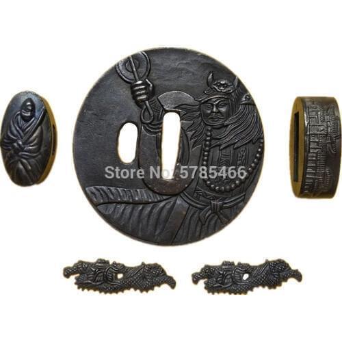 Set Alloy Tsuba Guard For Japanese Samurai Sword Katana Fitting Accessories