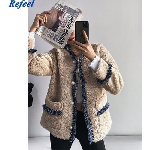 Za Jacket Women Fashion Thick Warm Jacket Coat Vintage Long Sleeve Pockets Female Outerwear Chic Tops