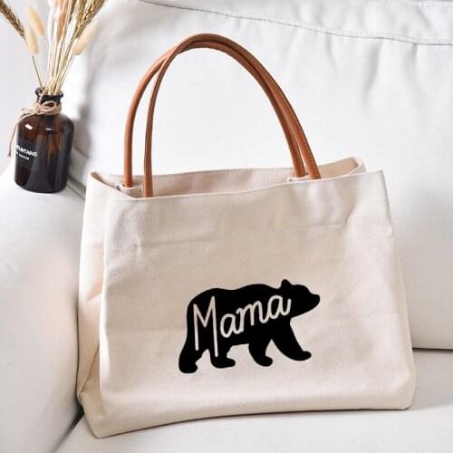Mama Bear Printed Tote Bag Gift for Mom Mothers Day Women Work Bag Lady Fashion Beach Bag Shopping Bag Handbag