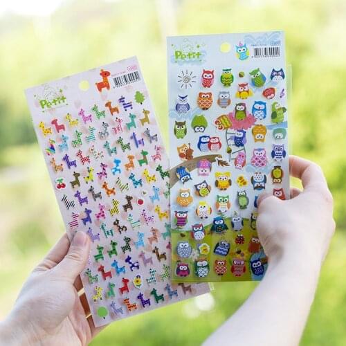 Kawaii Giraffe Owl Journal Stickers DIY Phone Supplies Cute Diary Stickers Scrapbooking Waterproof Stickers Flakes Stationery