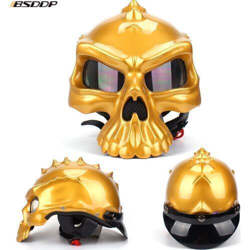 New fashion Double Use Helmet Skull Motorcycle Helmet Half Face Helmets Motorbike Capacetes Casco Retro Casque for Harley KTM