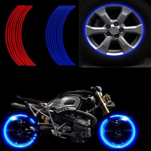 16Pcs 17" 18" Reflective Tape, Suitable for Motorcycle Wheel Tire Sticker Motorcycle Auto Decal Bicycle Accessories