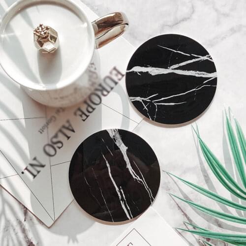 Anti-Slip Heat Insulated Table Placemats Marble Coaster Drink Coffee Cup Mat Easy to Clean Round Irregular Tea Pad Table Pad